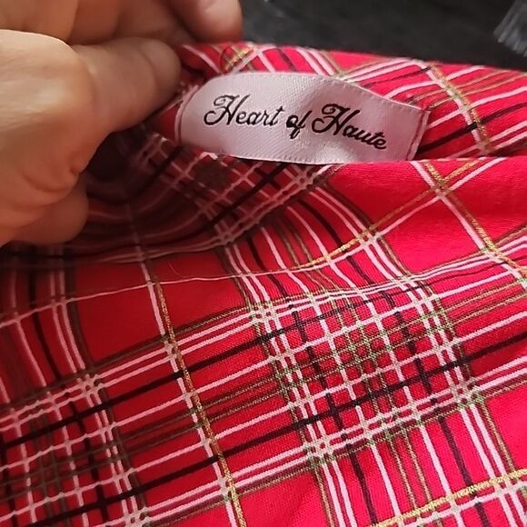 Heart Of Haute Red Plaid Cotton Dress Size S - Picture 2 of 6